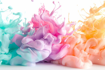 Poster - Pastel liquids blend and swirl together in an abstract display, creating a vibrant and colorful wallpaper background that exudes a sense of energy and creativity