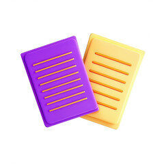 Poster - Two brightly colored notebooks, one purple and one yellow, with horizontal lines on their covers, placed against a black backdrop.