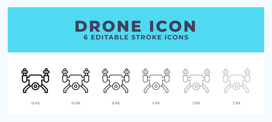 Sticker - Drone line icon illustrations with editable strokes.