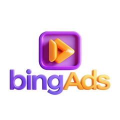 Aufkleber - A colorful 3D representation of the Bing Ads logo showcasing a play button in a vibrant purple and orange design, perfect for digital advertising.