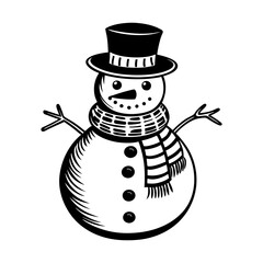 Wall Mural - snowman icon. christmas decor. black drawn snowman. snowman's template. vector illustration.