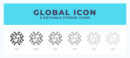 Aufkleber - Global vector icon. With different stroke vector illustration.
