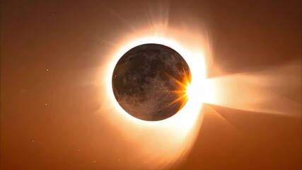 Wall Mural - a solar eclipse with the moon partially covering the sun, creating a radiant halo effect around it.