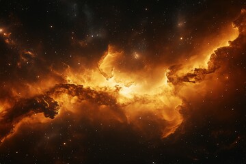 Wall Mural - A space filled with orange clouds and stars