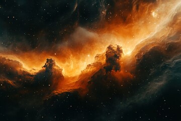 Wall Mural - A dark sky with a bright orange cloud in the middle
