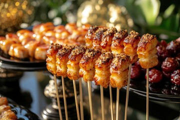 Canvas Print - dessert table decor, add sparkling tanghulu dessert skewers to your party for a festive and delightful treat that will have your guests coming back for more