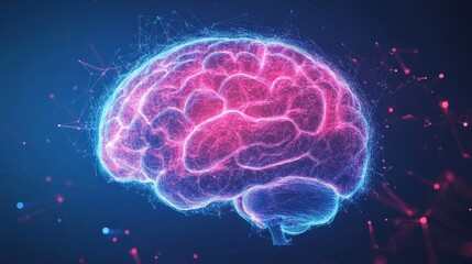 Wall Mural - 3d rendered illustration of human brain. Glowing in colors. X-Ray image for Medical study.