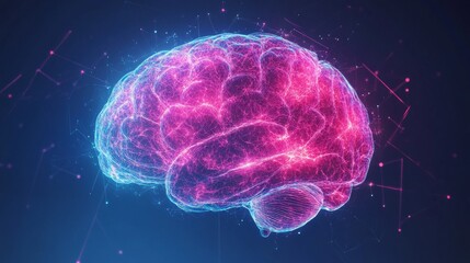 Wall Mural - 3d rendered illustration of human brain. Glowing in colors. X-Ray image for Medical study.
