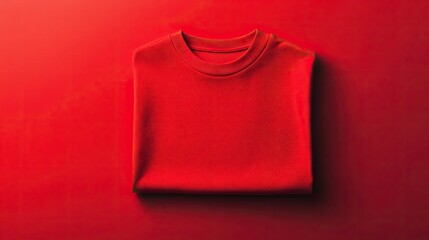 A simple red t-shirt folded neatly, showcasing its vibrant color, ready to be worn for a casual day out