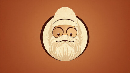 Illustration of Santa Claus face on a tan background