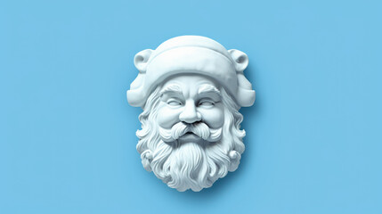 Illustration of Santa Claus face on a light blue background