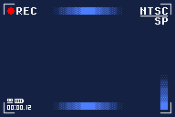 Poster - Blue Tone, Retro Video Camera Recorder Background, Pixel Art Style