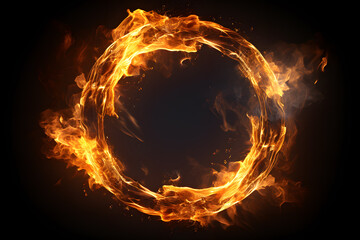 Canvas Print - Realistic Ring of fire isolated on a black background