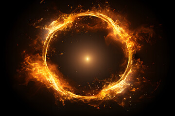 Canvas Print - Realistic Ring of fire isolated on a black background