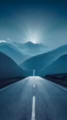 Poster - A road with mountains in the background