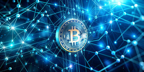 Cryptocurrency technology concept with blockchain and generative , bitcoin, blockchain, technology, generative AI