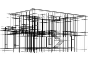 Architectural drawing vector 3d illustration