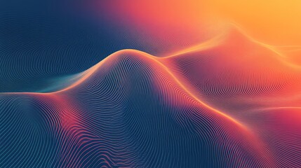 Abstract digital art with a gradient from blue to yellow and a wavy pattern.