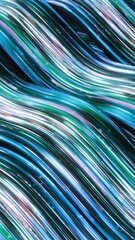 Aufkleber - Wavy paths of glowing lines. Animation. Luminous streams of energy lines along wavy stream. Wavy paths made of energy threads