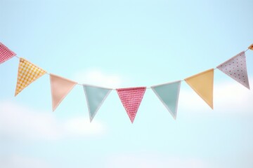 Poster - Happy Birthday Bunting Scalloped Flags bunting flag clothesline.