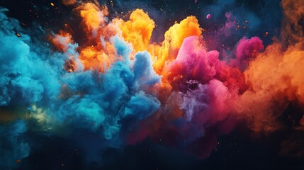Wall Mural - Colorful smoke clouds in vibrant hues.