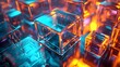 © pkproject - Glowing Geometric Glass Panels Stacked in Abstract Futuristic Arrangement
