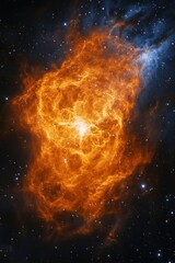 Wall Mural - A bright orange cloud in the sky with a lot of stars in the background