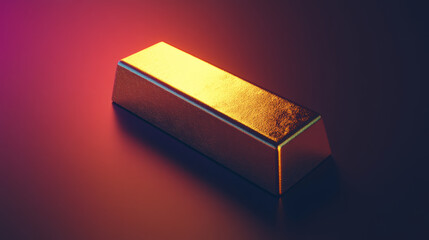 Wall Mural - single gold bar shines brightly against dark gradient background, showcasing its luxurious texture a