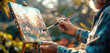© Viktoriia - Close-up of elderly hands painting an impressionist landscape on a canvas outdoors, capturing the beauty of art, creativity, and expression in nature during a peaceful, sunlit afternoon