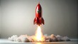 © artisttop - Red rocket launching leaving a trail of smoke