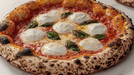 Wall Mural - A mouthwatering Margherita pizza featuring vibrant tomatoes and fresh basil