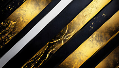 Sticker - abstract black and gold stripes on a dark and white background