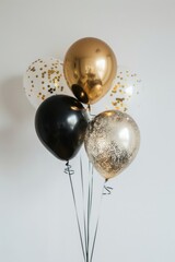 Canvas Print - Elegant black gold white balloons