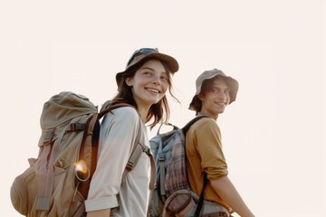 Sticker - Happy hikers enjoying outdoor adventure