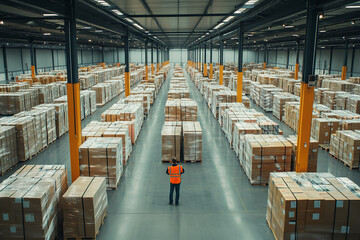 Canvas Print - Modern Efficient Warehouse Operation with Organized Logistics System  