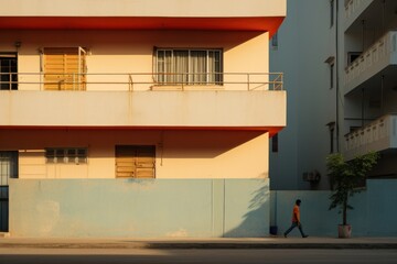 Canvas Print - Community apartment walking architecture building.