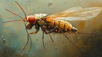 Poster - Close-Up Macro Photography of a Fly with Detailed Texture