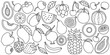 © dwi - Set of drawing cute fruits with line art style.
