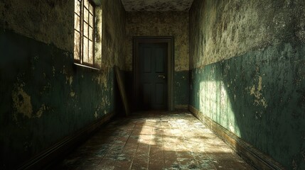 Wall Mural - Abandoned Hallway: A Glimpse into a Forgotten Past