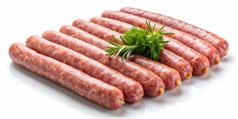 Raw breakfast sausage links on white background, sausage, links, uncooked, pork, breakfast, meat, food, raw, fresh, tasty