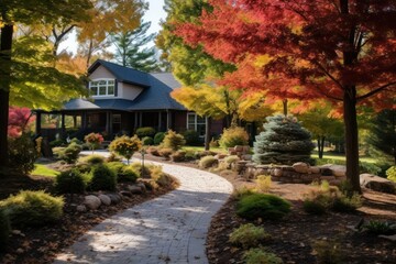 Poster - Autumn architecture outdoors backyard.