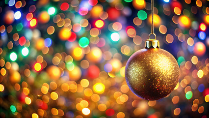 shiny and glowing christmas ornament hanging on a festive party background, christmas, holiday, deco