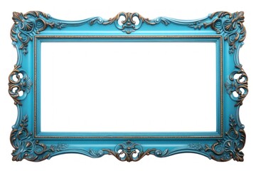 Wall Mural - picture frame frame blue white background.