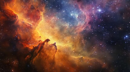 Canvas Print - mesmerizing scifi nebula swirling cosmic gases in otherworldly hues distant stars piercing through celestial tapestry evoking sense of wonder and exploration