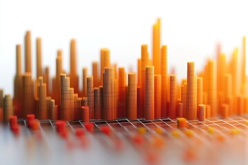 Aufkleber - Histogram of economic data analysis on solid white background, single object