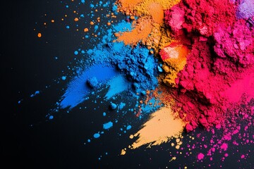 Aufkleber - Holi paint on black background on solid white background, single object
