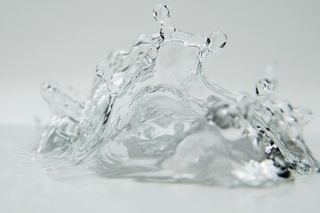 Poster - Water liquid in slow motion on solid white background, single object