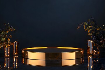 Wall Mural - Golden Platform with Glowing Lights