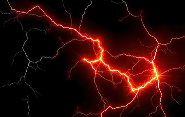 vivid red lightning bolts against dark background dynamic natural electricity concept extreme weather condition dramatic atmosphere phenomenon