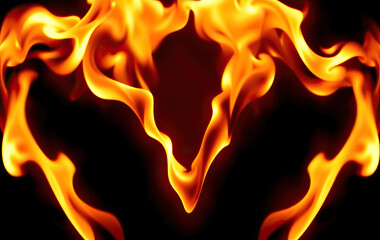 abstract fire shape vibrant orange flames burning effect on black background dynamic fire texture